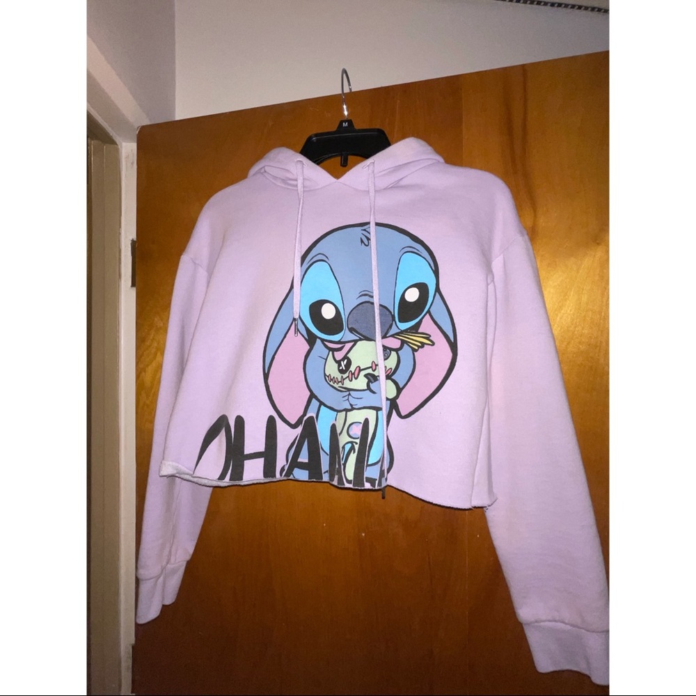 Lavender cropped Stitch hoodie